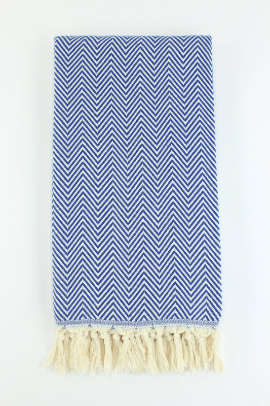 Premium Turkish Plain Herringbone Towel Peshtemal Fouta (Navy Blue)