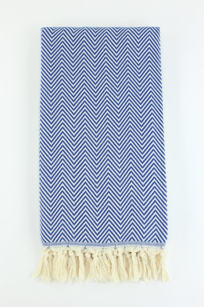 Premium Turkish Plain Herringbone Towel Peshtemal Fouta (Navy Blue)