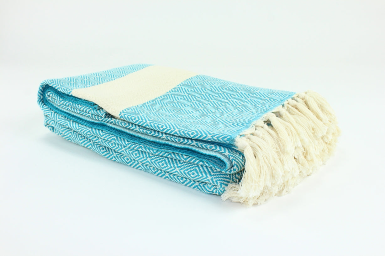 Premium Turkish Diamond Blanket Throw (Teal)