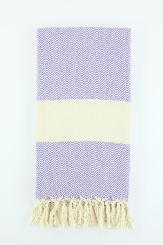 Premium Turkish Herringbone Towel Peshtemal Fouta (Lilac)