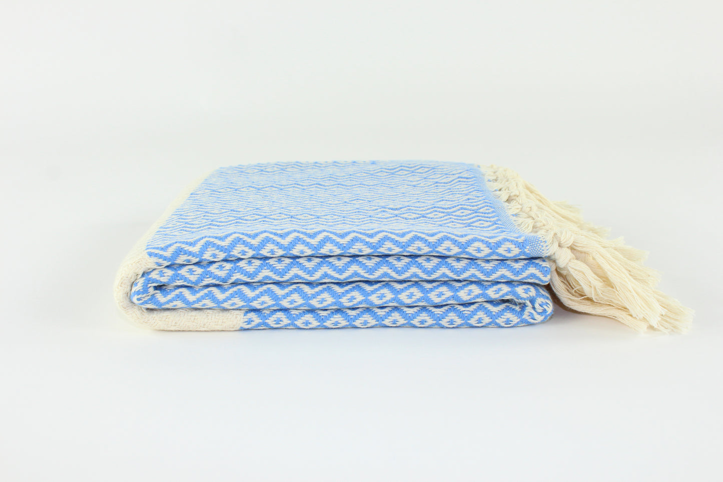 Premium Turkish ZigZag Diamond Towel Peshtemal Fouta (Blue)