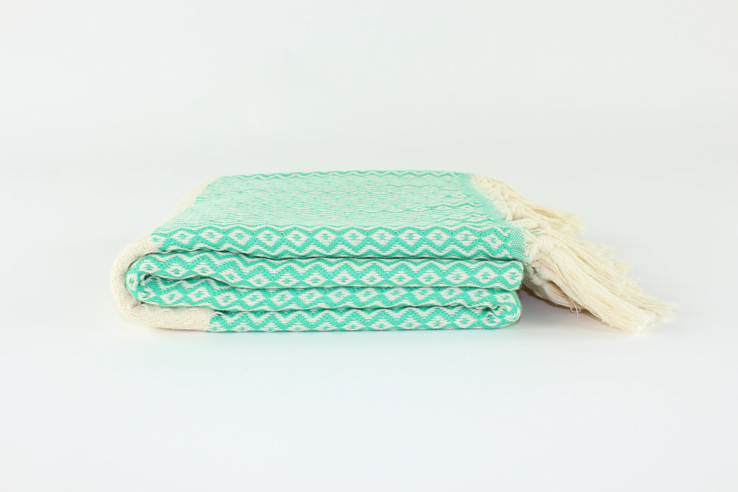 Premium Turkish ZigZag Diamond Towel Peshtemal Fouta (Seafoam Green)