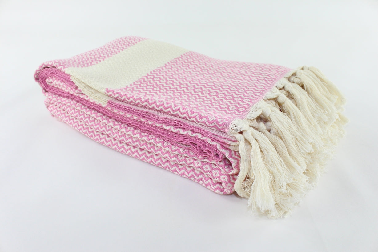 Premium Turkish ZigZag Diamond Blanket Throw (Pink Lilac)