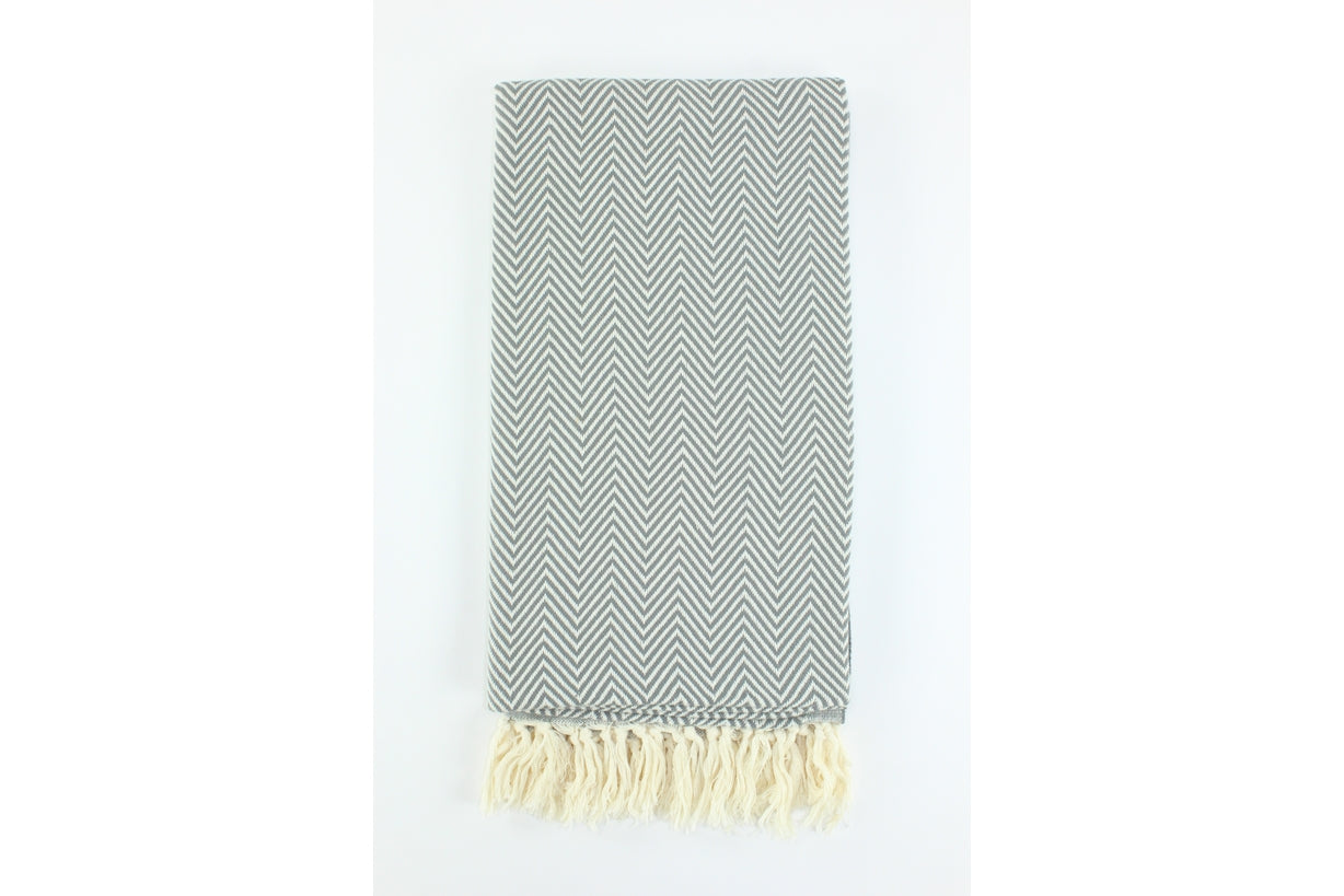 Premium Turkish Plain Herringbone Towel Peshtemal Fouta (Gray)
