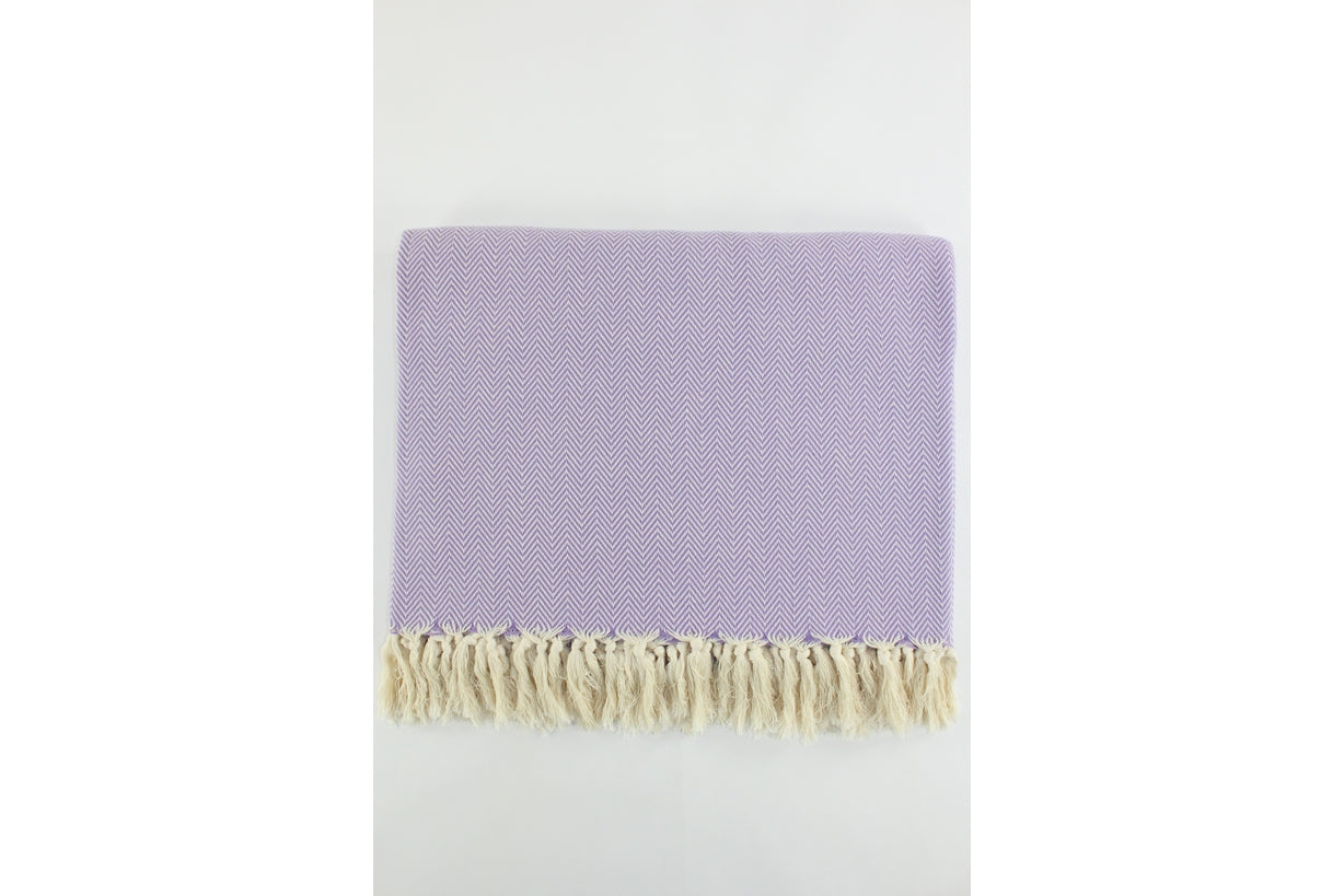 Premium Turkish Plain Herringbone Blanket Throw (Lilac)