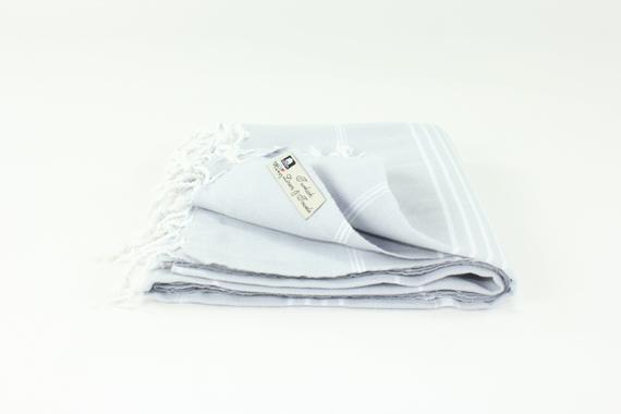 Premium Turkish Classic Striped Towel Peshtemal Fouta (Light Gray)