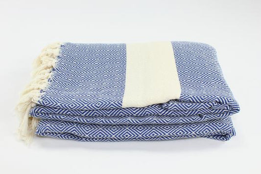 Premium Turkish Diamond Blanket Throw (Navy Blue)