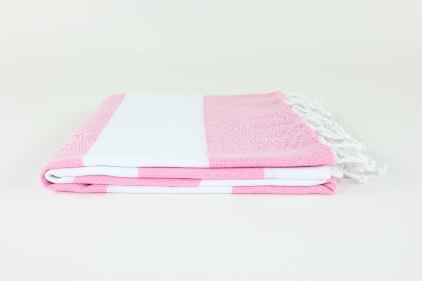 Premium Turkish Wide Stripe Towel Peshtemal Fouta (Pink & White)