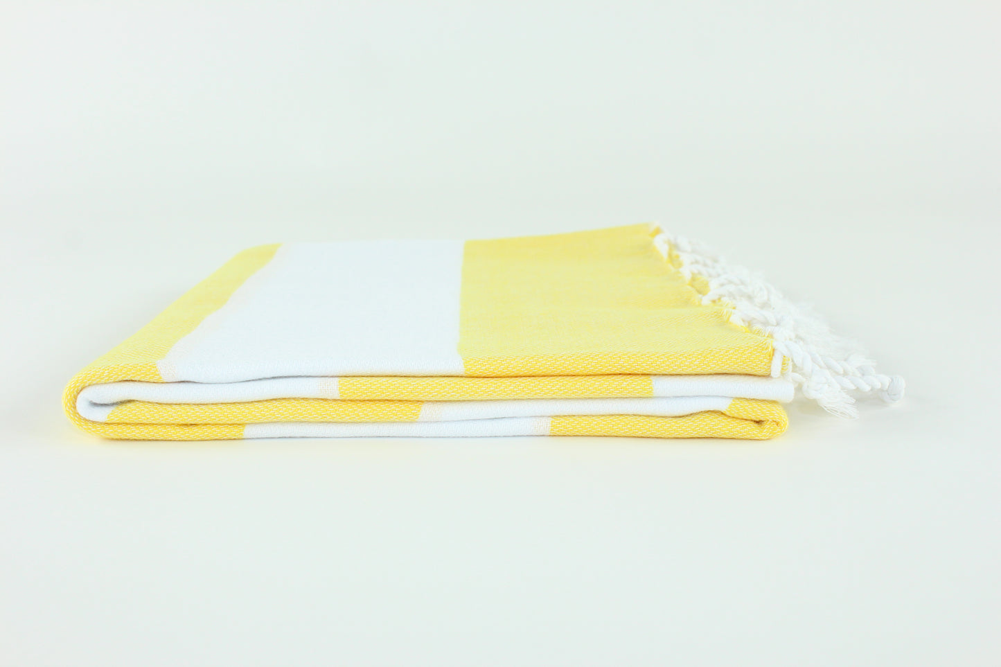 Premium Turkish Wide Stripe Towel Peshtemal Fouta (Yellow & White)