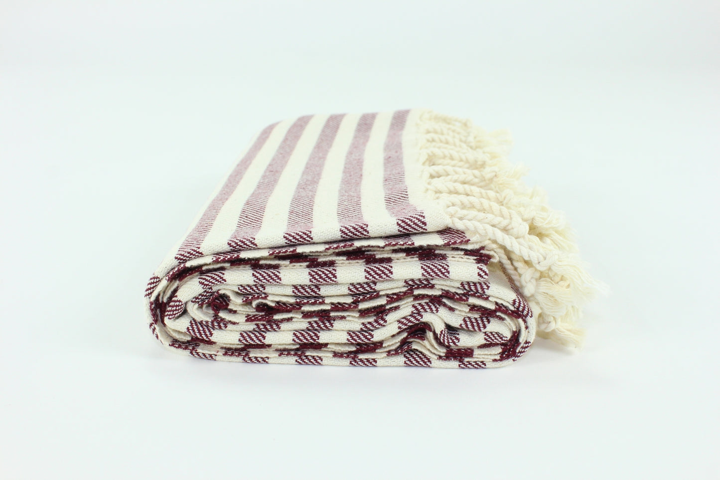 Premium Turkish Full Striped Towel Peshtemal Fouta (Burgundy)