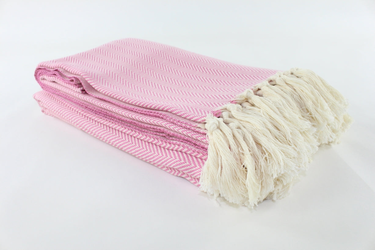 Premium Turkish Plain Herringbone Blanket Throw (Pink Lilac)