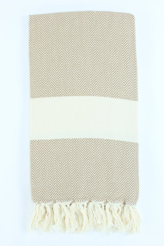 Premium Turkish Herringbone Towel Peshtemal Fouta (Light Brown)