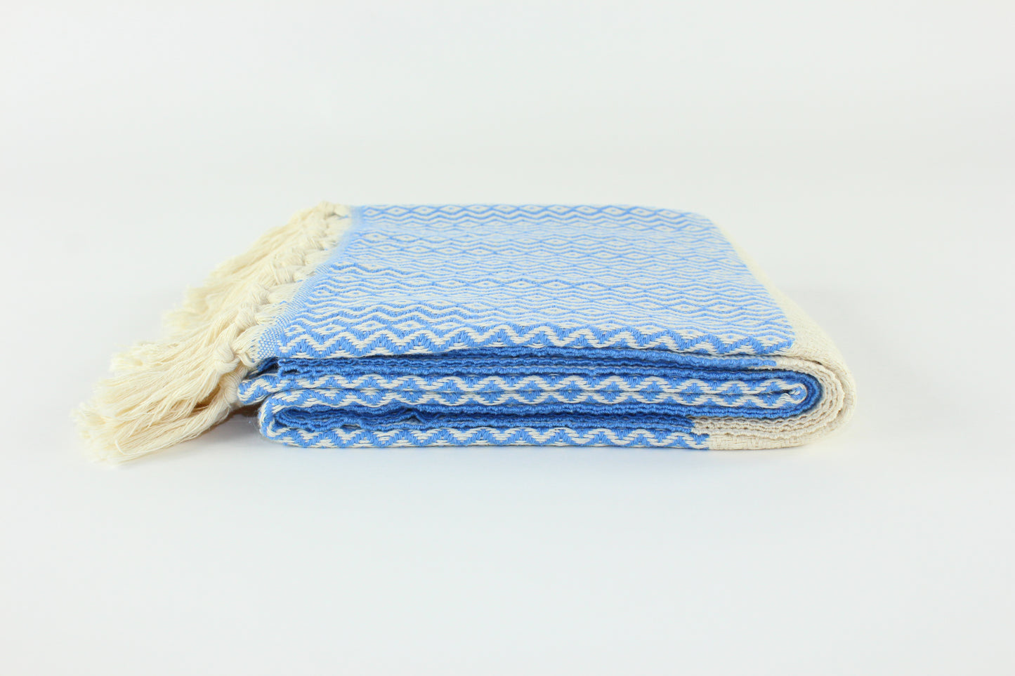 Premium Turkish ZigZag Diamond Towel Peshtemal Fouta (Blue)