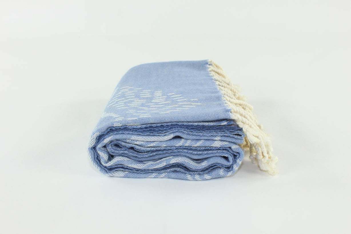 Premium Turkish Towel Peshtemal Fouta (Dark Baby Blue)