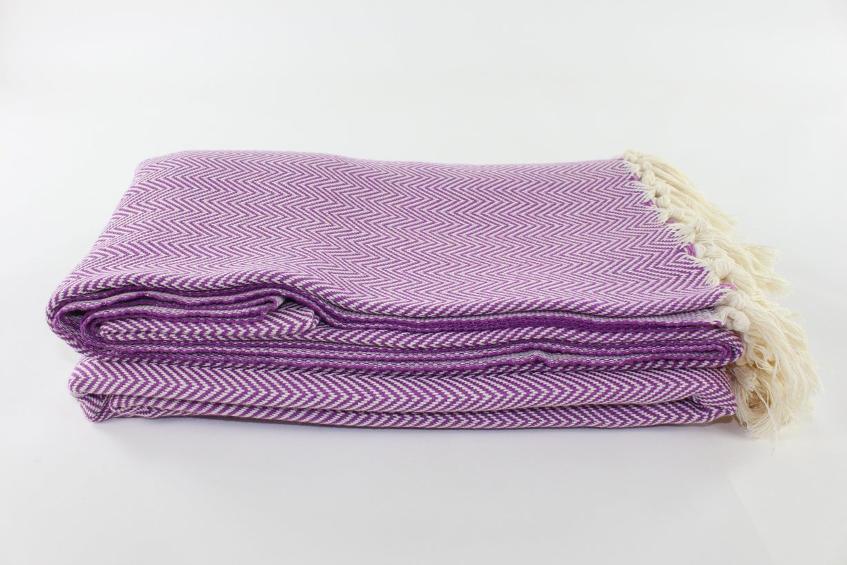 Premium Turkish Plain Herringbone Blanket Throw (Purple)
