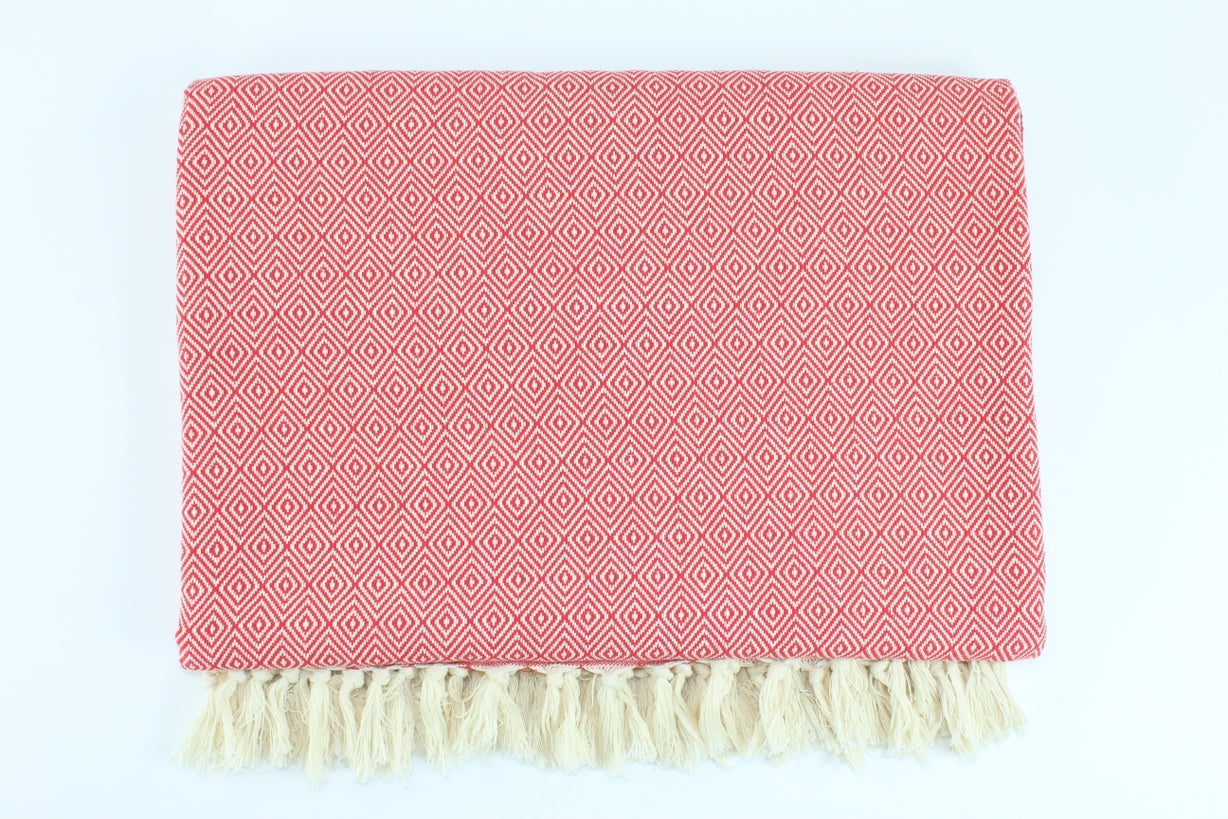 Premium Turkish Diamond Blanket Throw (Red)
