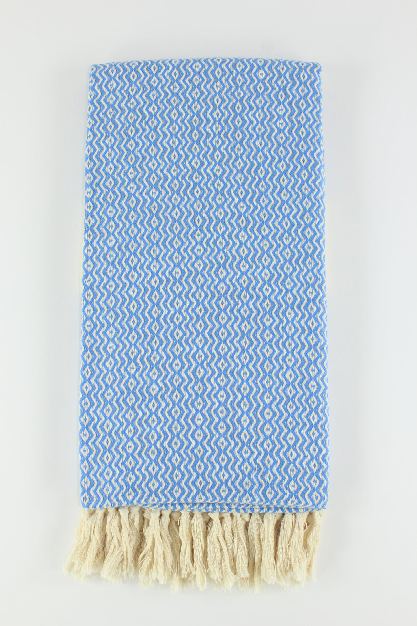 Premium Turkish ZigZag Diamond Towel Peshtemal Fouta (Blue)