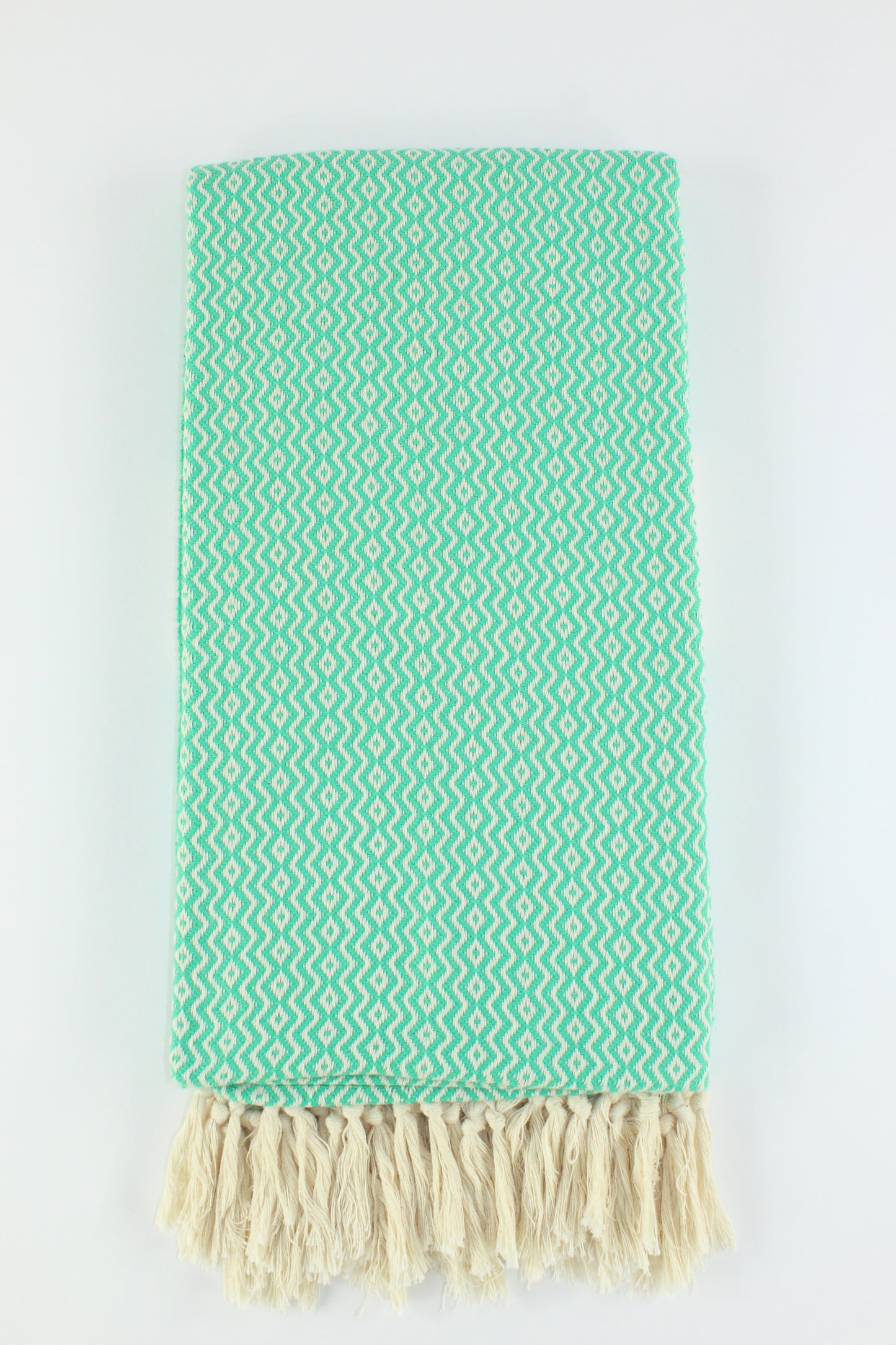 Premium Turkish ZigZag Diamond Towel Peshtemal Fouta (Seafoam Green)