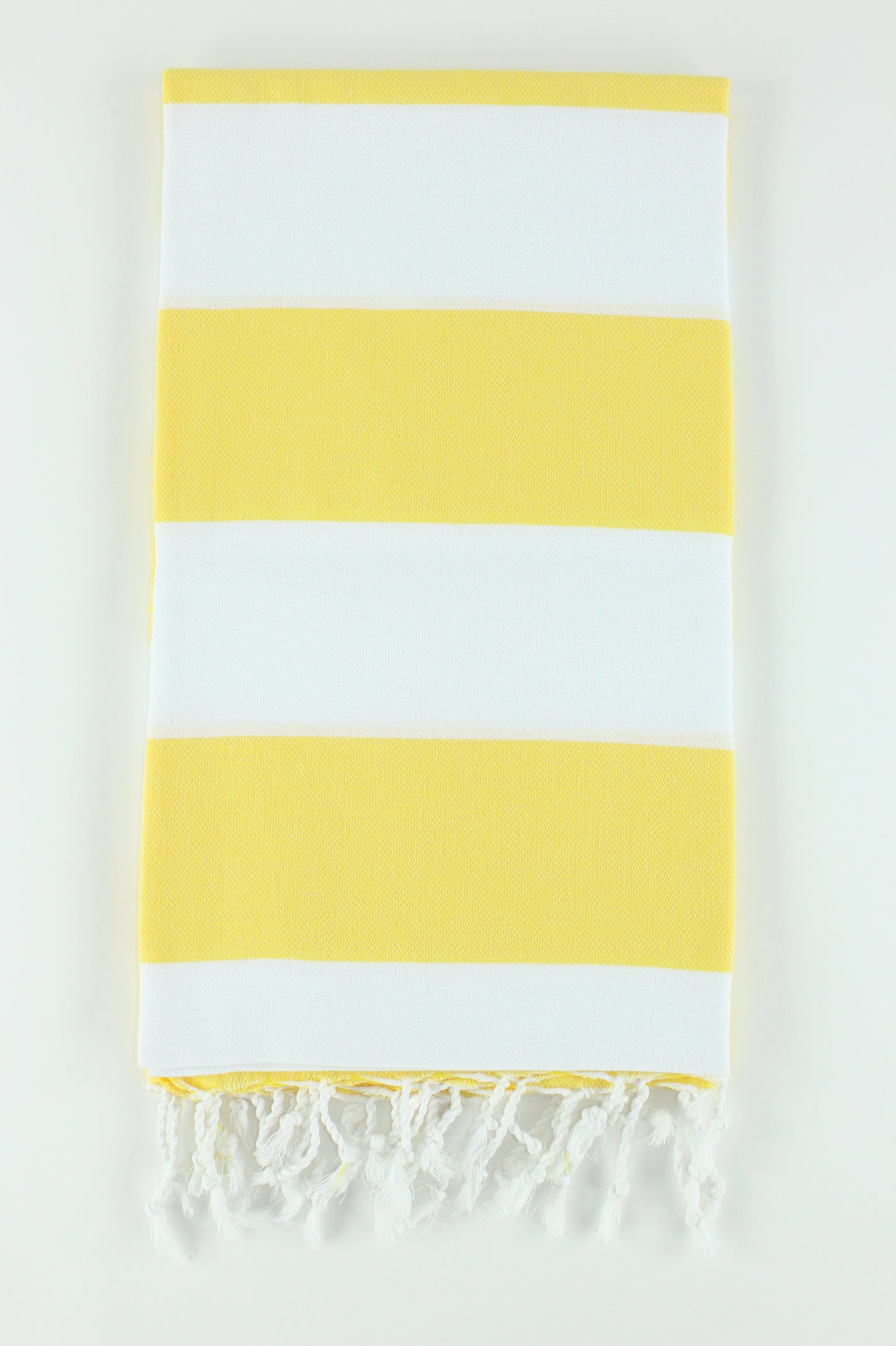 Premium Turkish Wide Stripe Towel Peshtemal Fouta (Yellow & White)