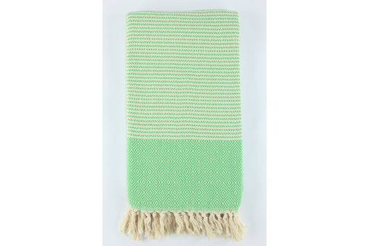 Premium Turkish Striped Diamond Towel Peshtemal Fouta (Green)