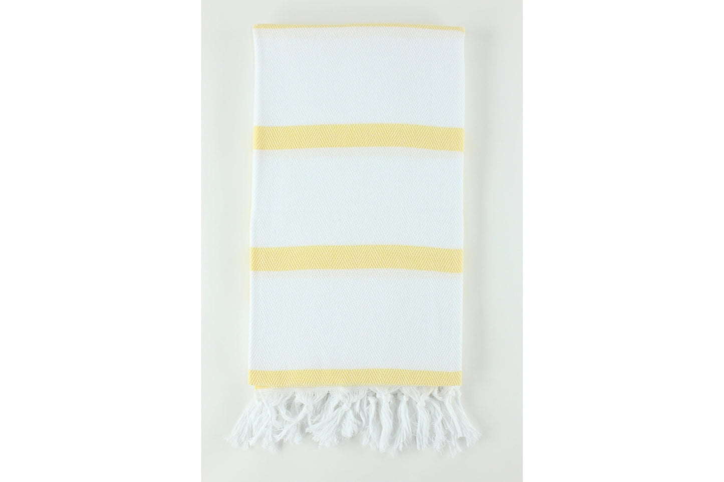 Premium Turkish Herringbone Striped Towel Peshtemal Fouta (White & Yellow)