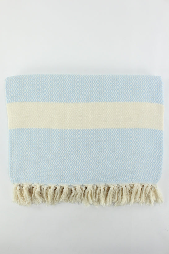 Premium Turkish ZigZag Diamond Blanket Throw (Light Blue)