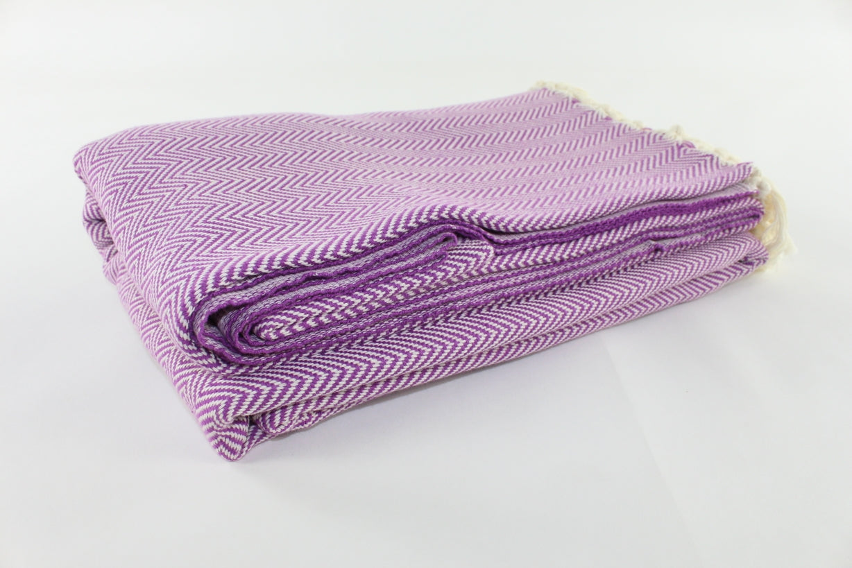 Premium Turkish Plain Herringbone Blanket Throw (Purple)