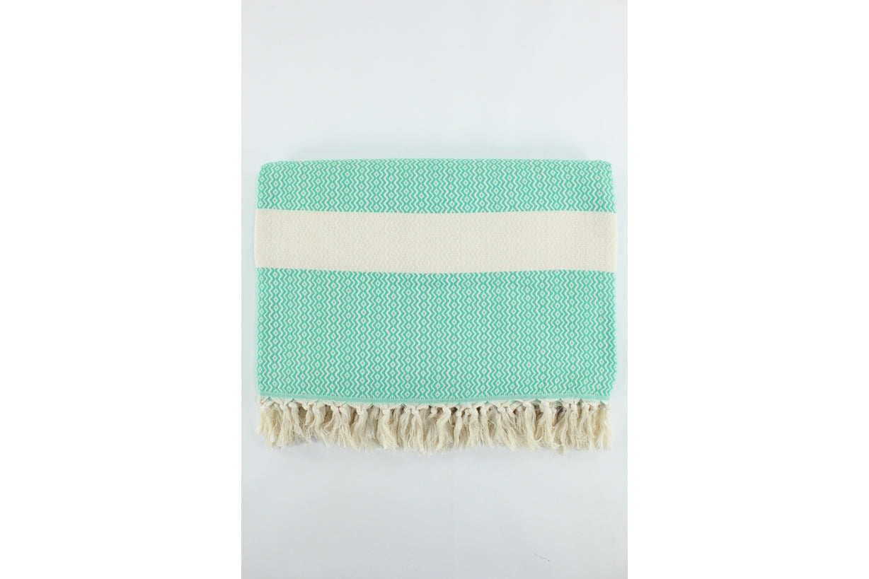 Premium Turkish ZigZag Diamond Blanket Throw (Seafoam Green)