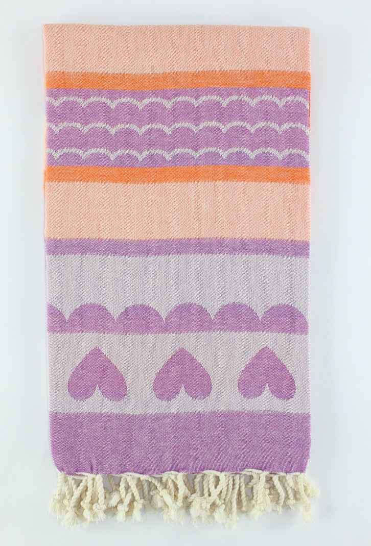 Premium Turkish Towel Peshtemal Fouta (Purple & Orange)