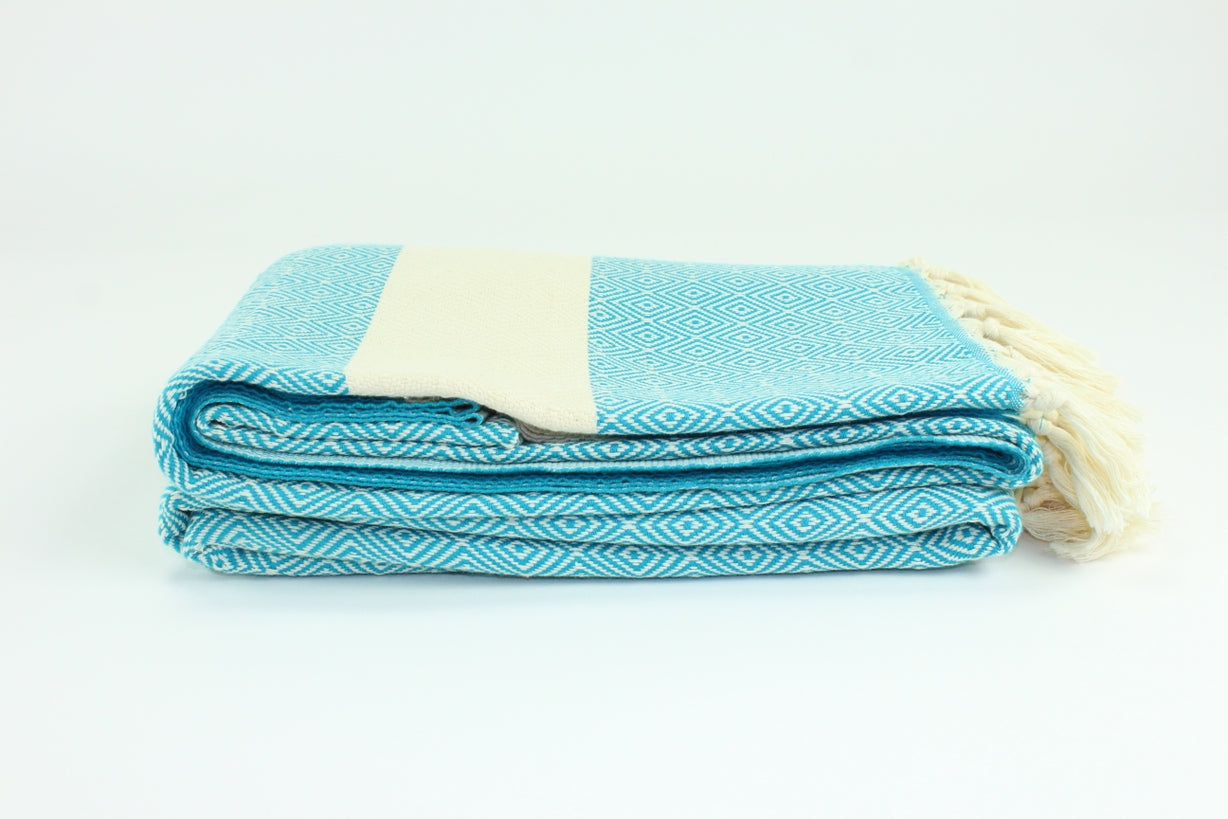 Premium Turkish Diamond Blanket Throw (Teal)