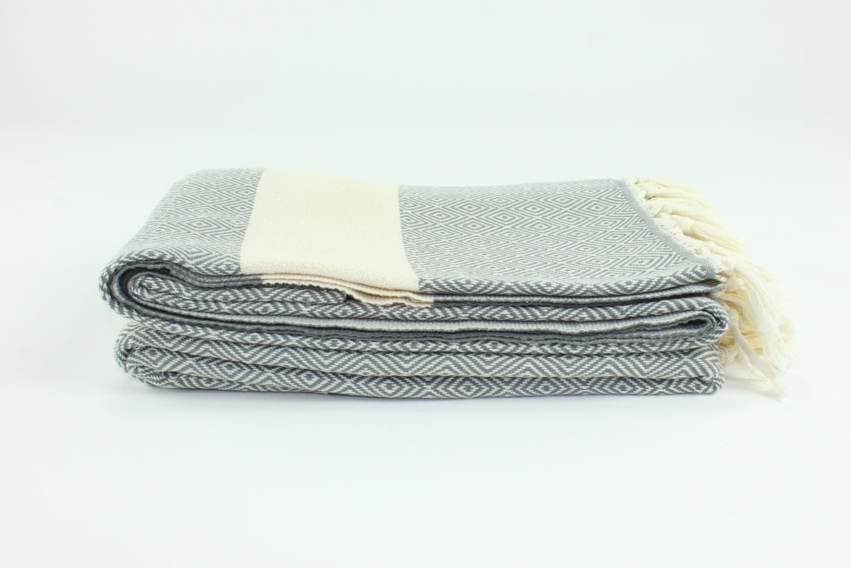 Premium Turkish Diamond Blanket Throw (Gray)