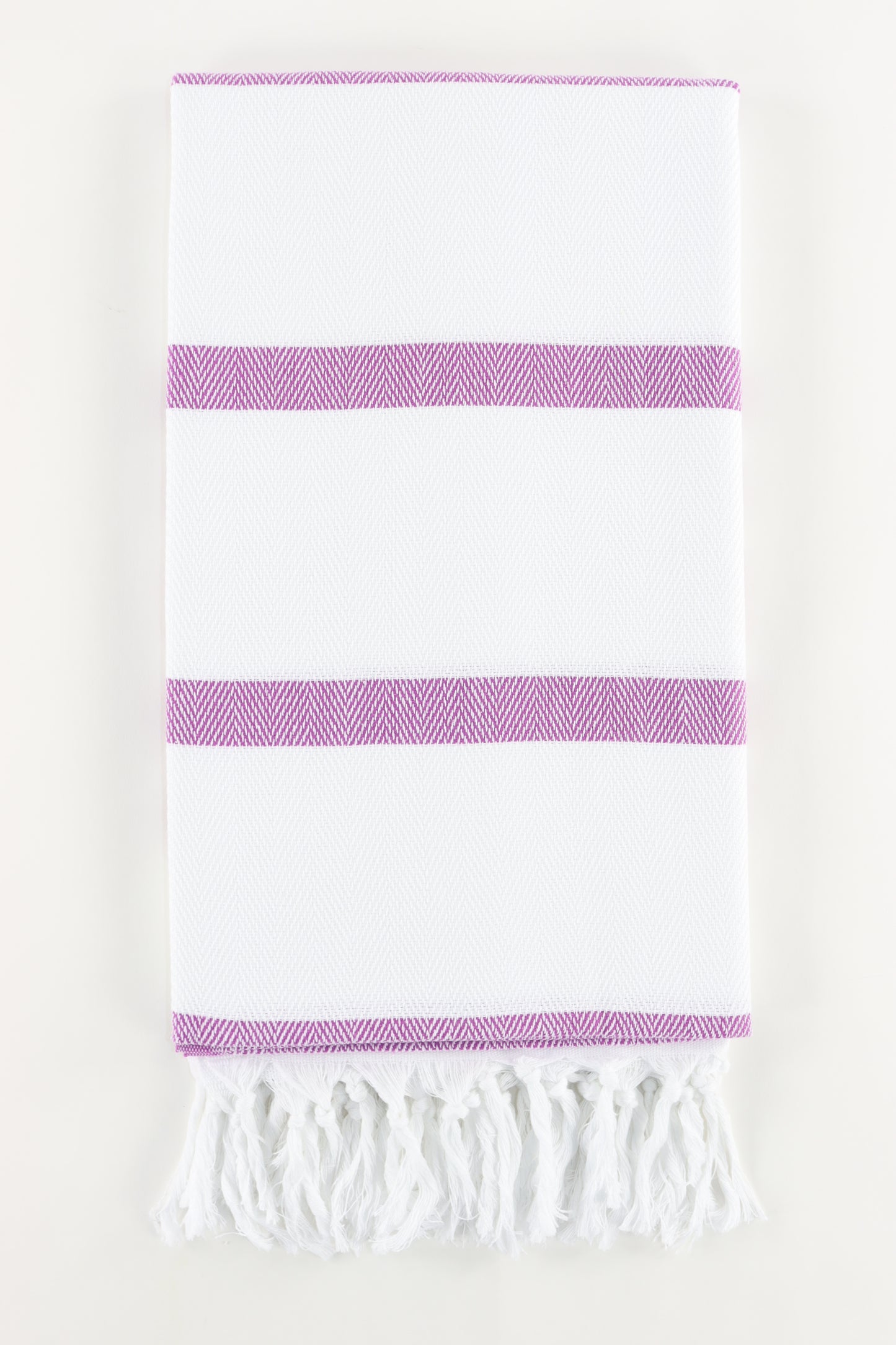 Premium Turkish Herringbone Striped Towel Peshtemal Fouta (White & Purple)