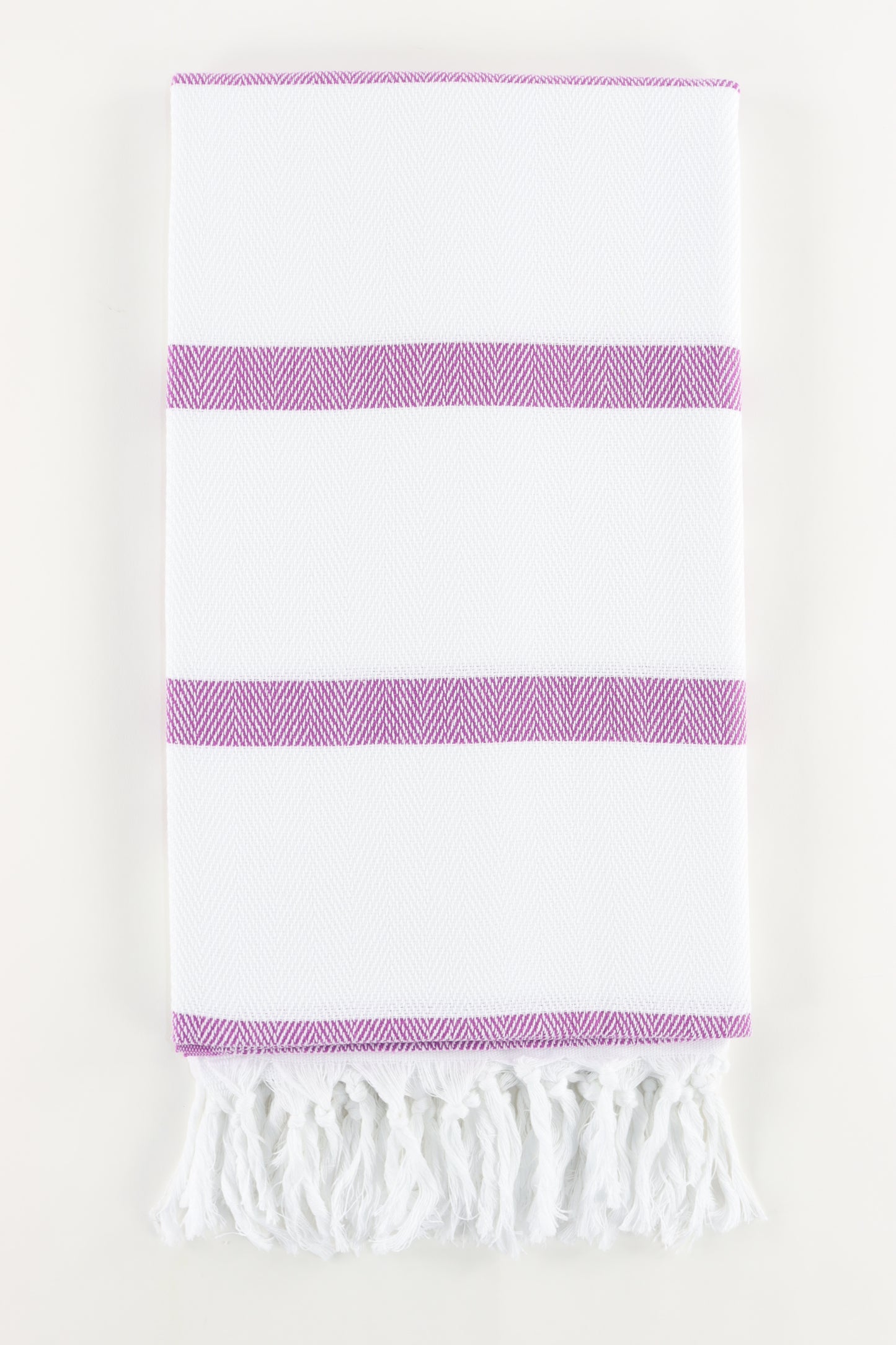 Premium Turkish Herringbone Striped Towel Peshtemal Fouta (White & Purple)