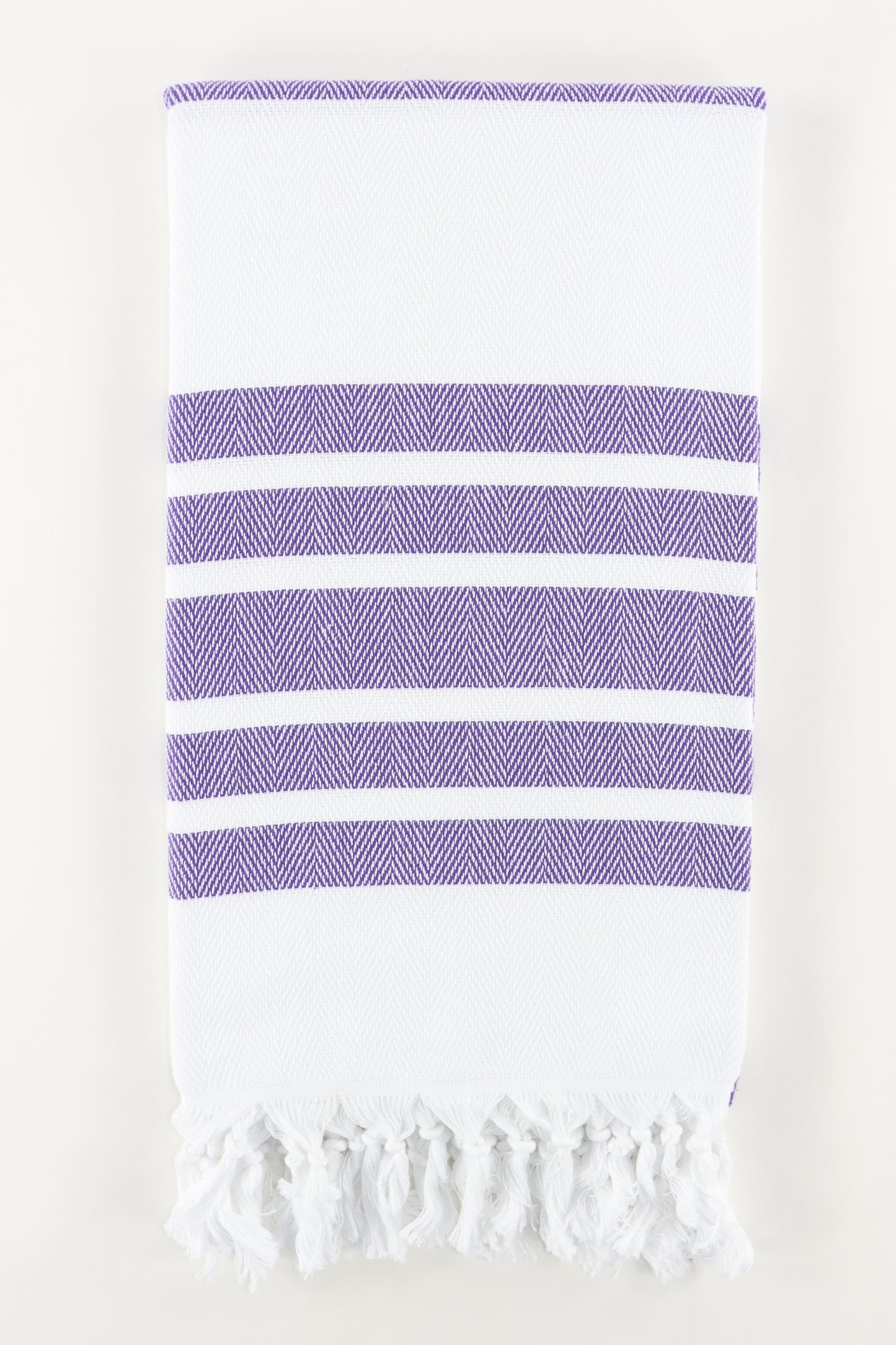 Premium Turkish Herringbone Striped Towel Peshtemal Fouta (White & Violet)