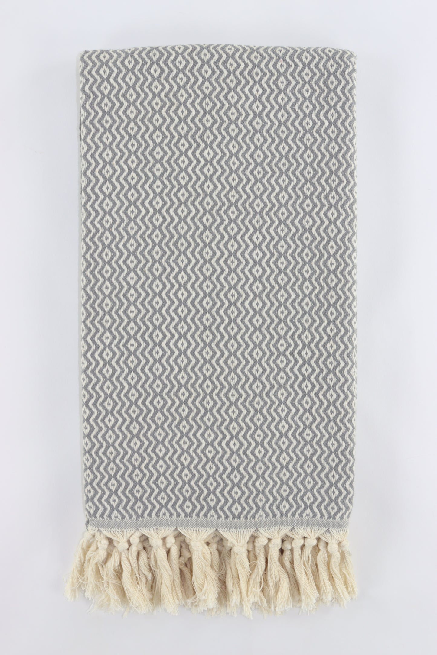 Premium Turkish Plain ZigZag Diamond Towel Peshtemal Fouta (Gray)