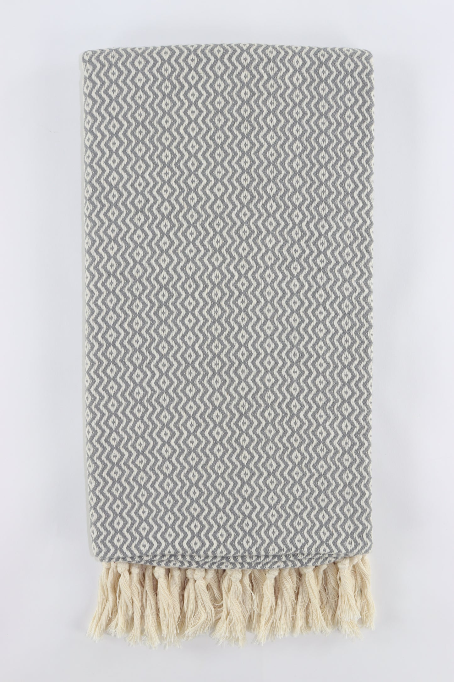 Premium Turkish Plain ZigZag Diamond Towel Peshtemal Fouta (Gray)