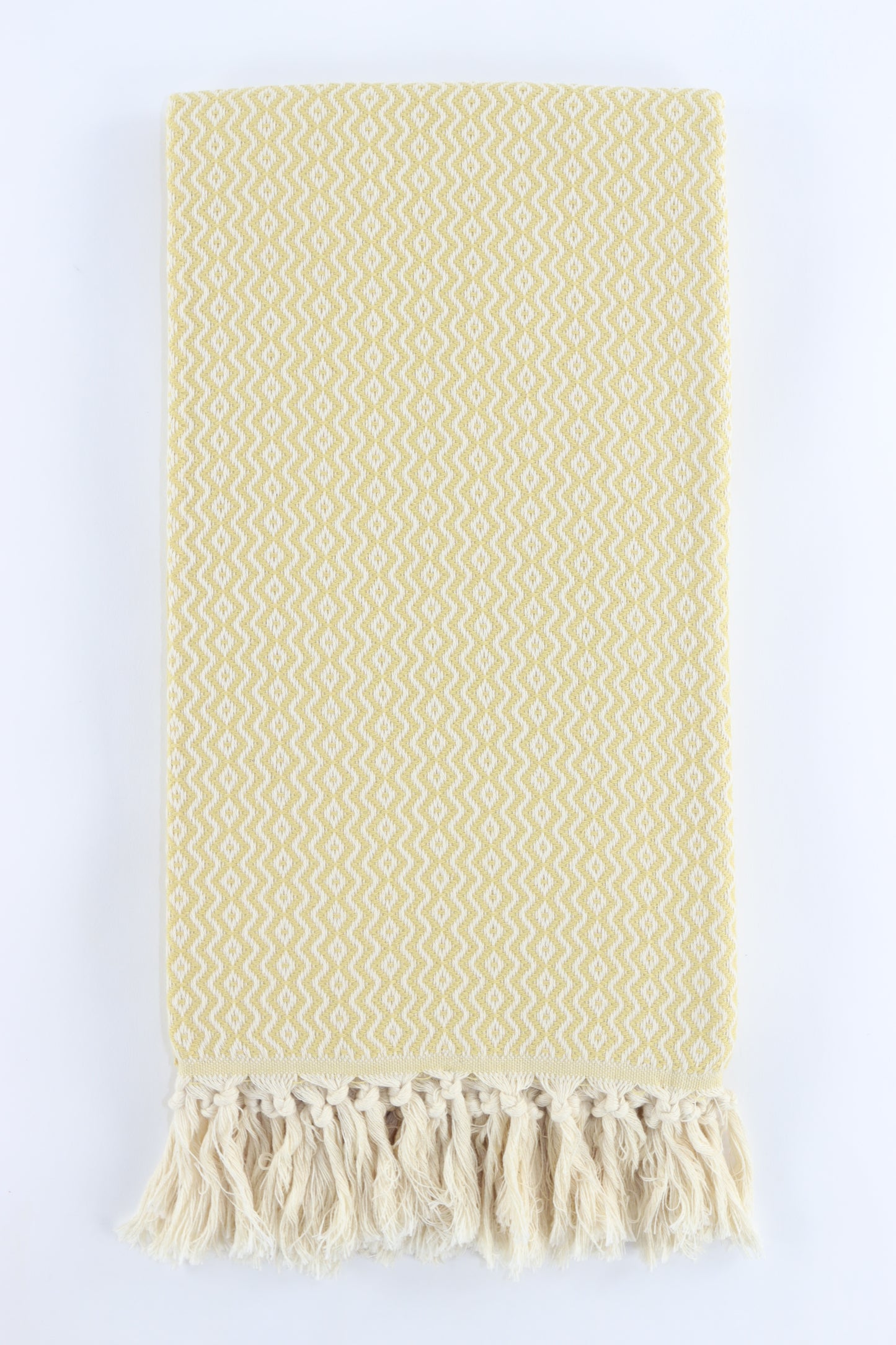 Premium Turkish Plain ZigZag Diamond Towel Peshtemal Fouta (Yellow)
