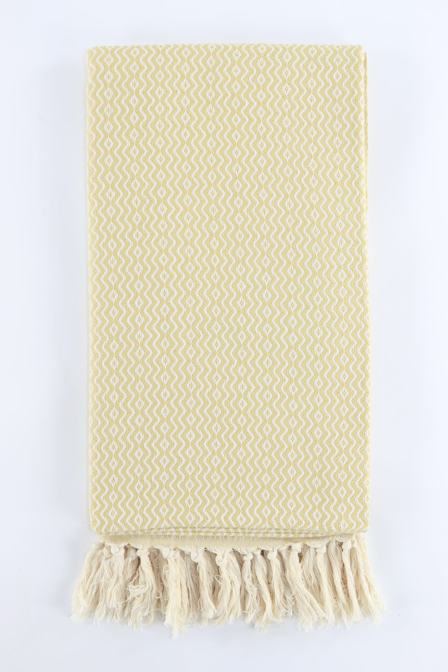 Premium Turkish Plain ZigZag Diamond Towel Peshtemal Fouta (Yellow)