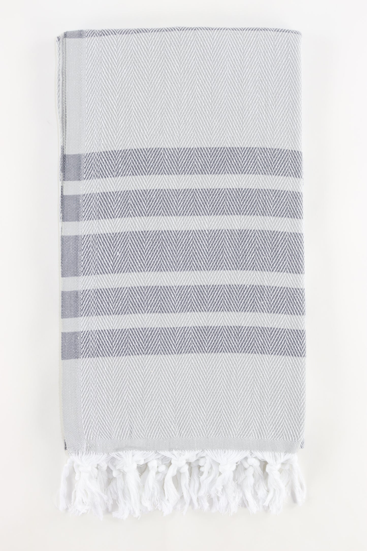 Premium Turkish Herringbone Striped Towel Peshtemal Fouta (Gray & Dark Gray)