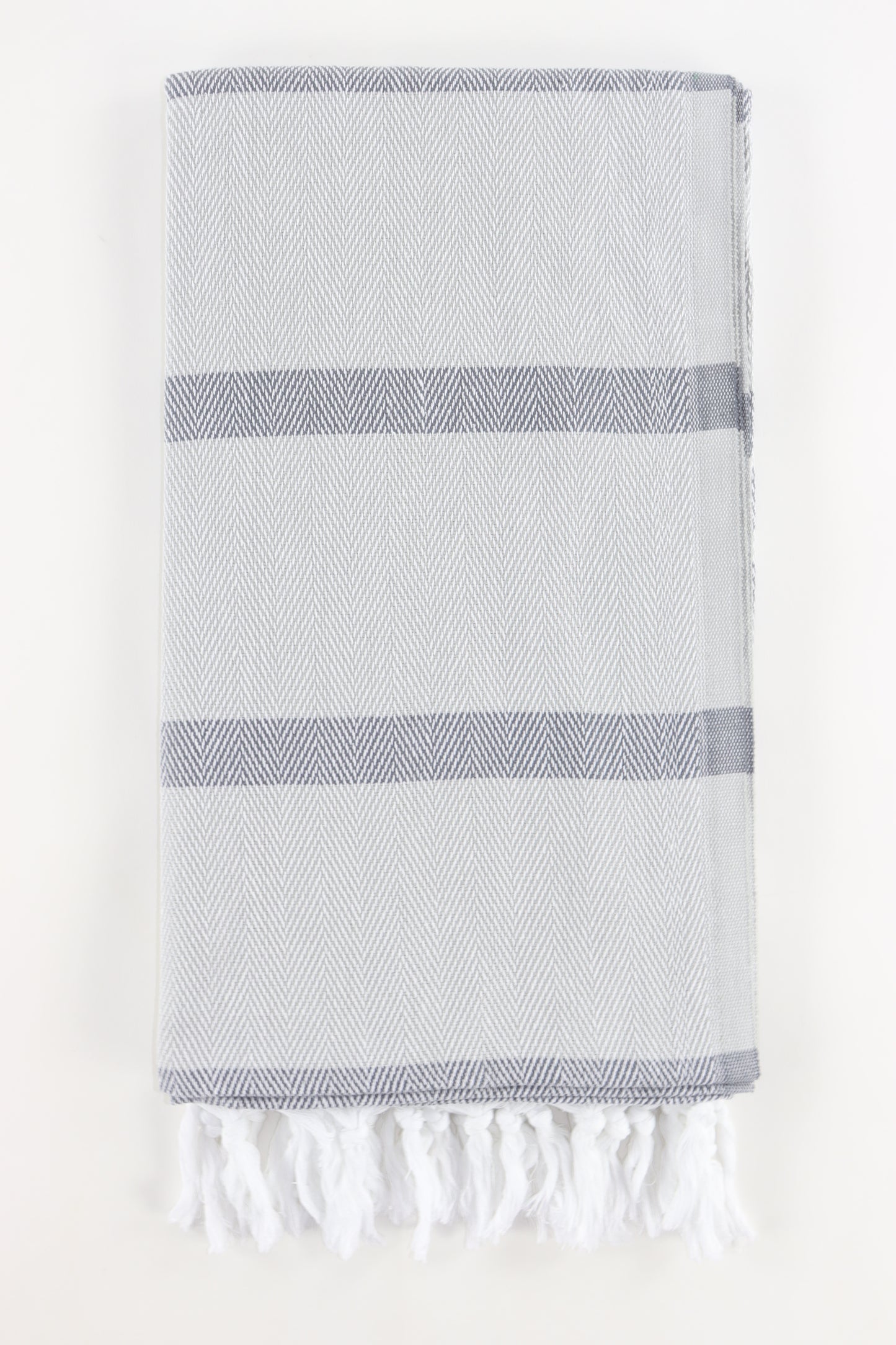 Premium Turkish Herringbone Striped Towel Peshtemal Fouta (Gray & Dark Gray)
