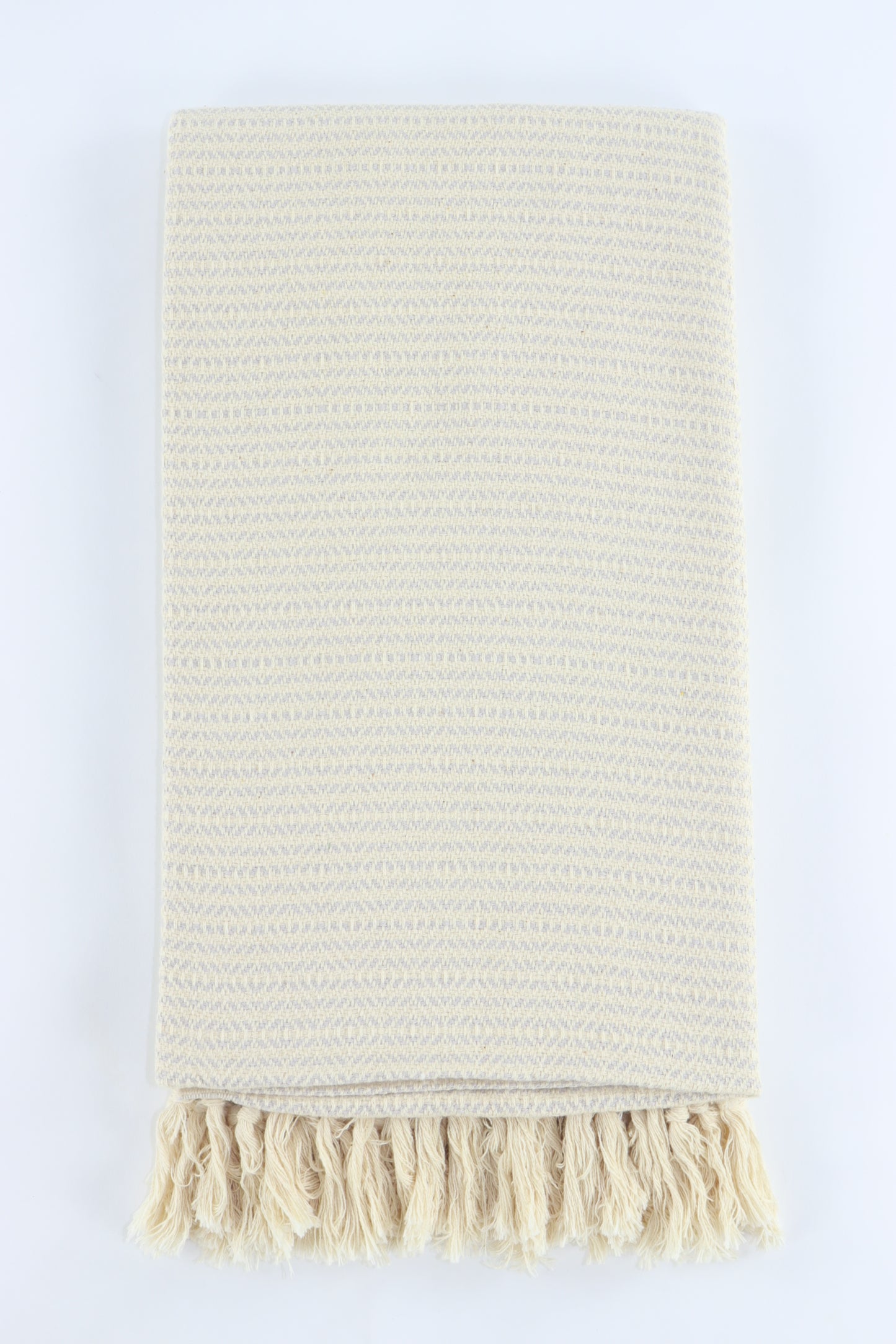 Premium Turkish Striped Diamond Towel Peshtemal Fouta (Light Gray)