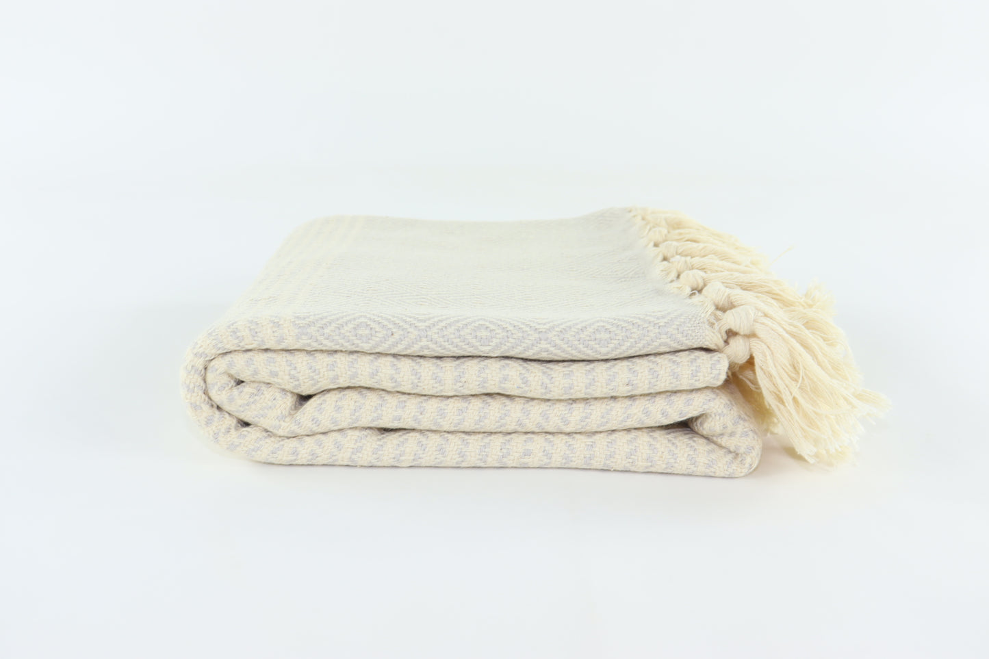 Premium Turkish Striped Diamond Towel Peshtemal Fouta (Light Gray)