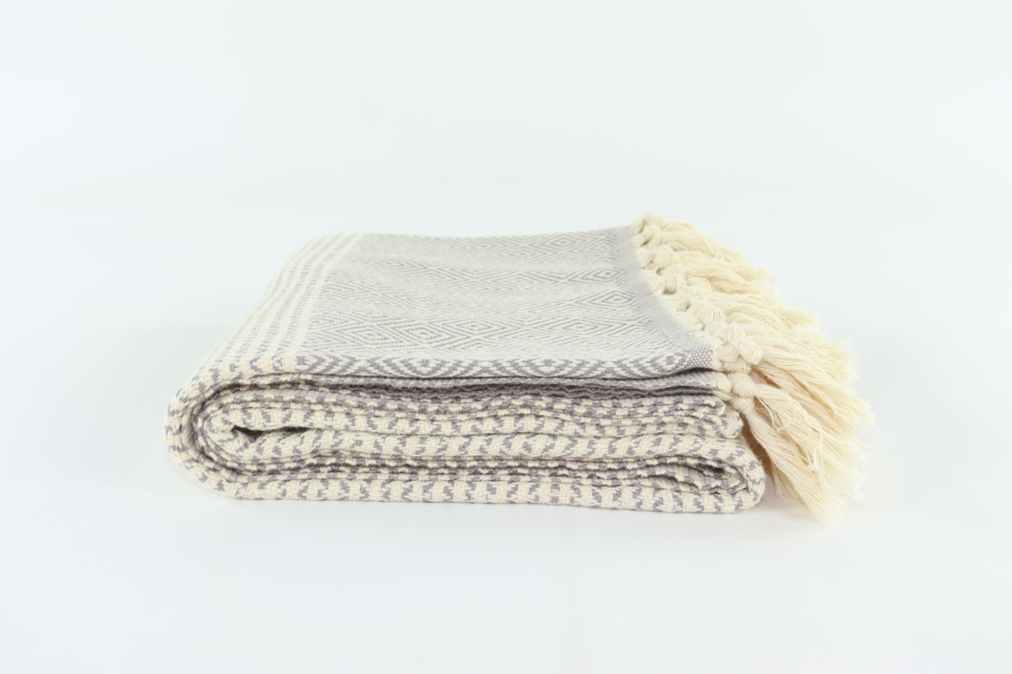 Premium Turkish Striped Diamond Towel Peshtemal Fouta (Gray)