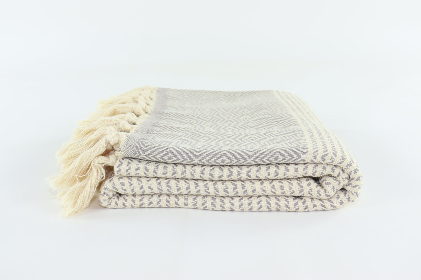Premium Turkish Striped Diamond Towel Peshtemal Fouta (Gray)