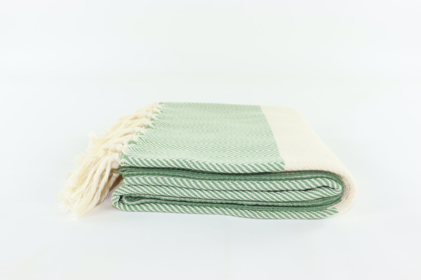Premium Turkish Herringbone Towel Peshtemal Fouta (Khaki Green)