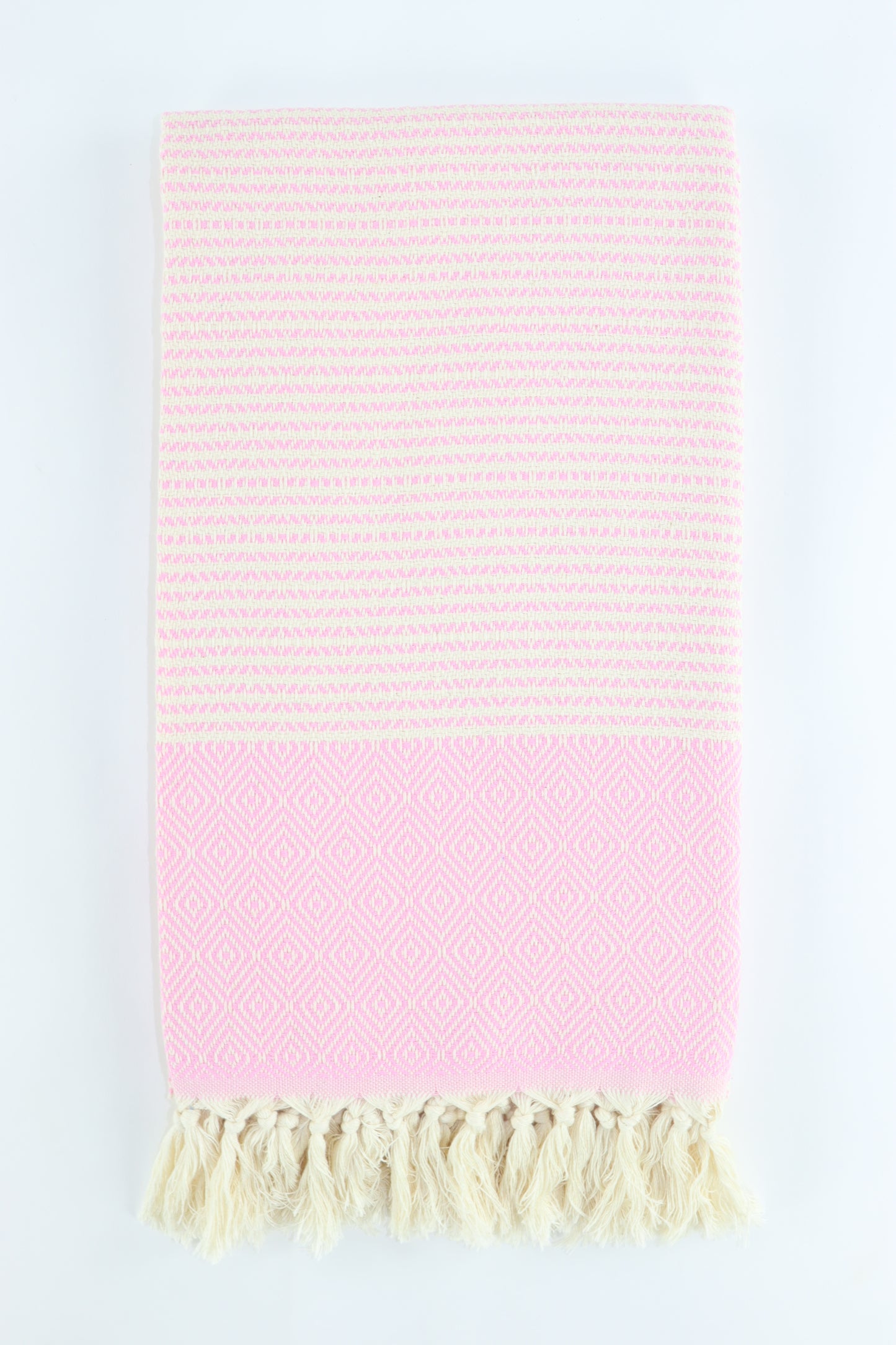 Premium Turkish Striped Diamond Towel Peshtemal Fouta (Light Pink)