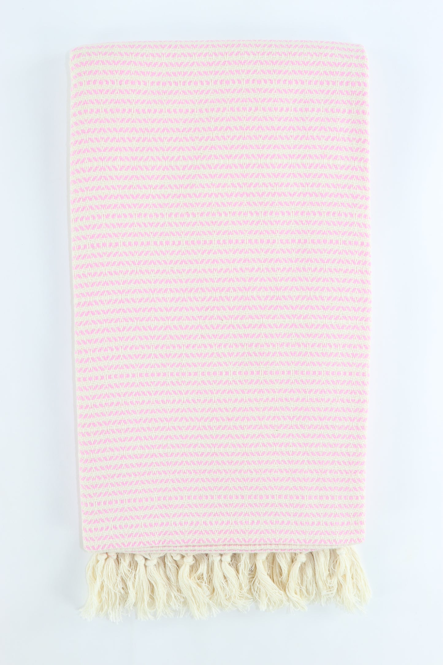 Premium Turkish Striped Diamond Towel Peshtemal Fouta (Light Pink)
