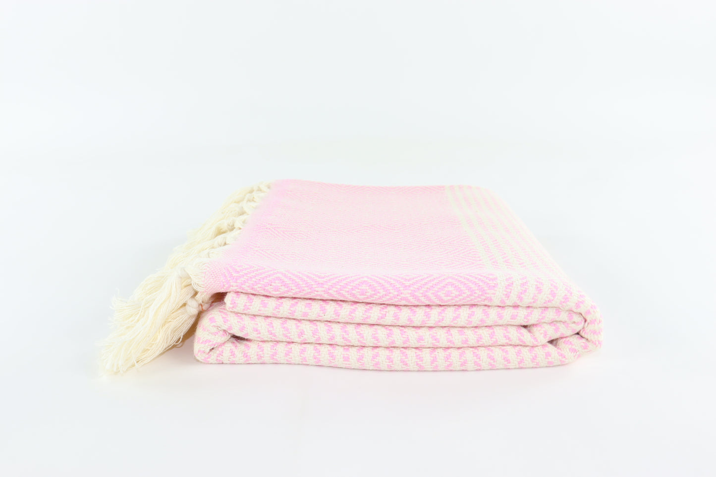 Premium Turkish Striped Diamond Towel Peshtemal Fouta (Light Pink)