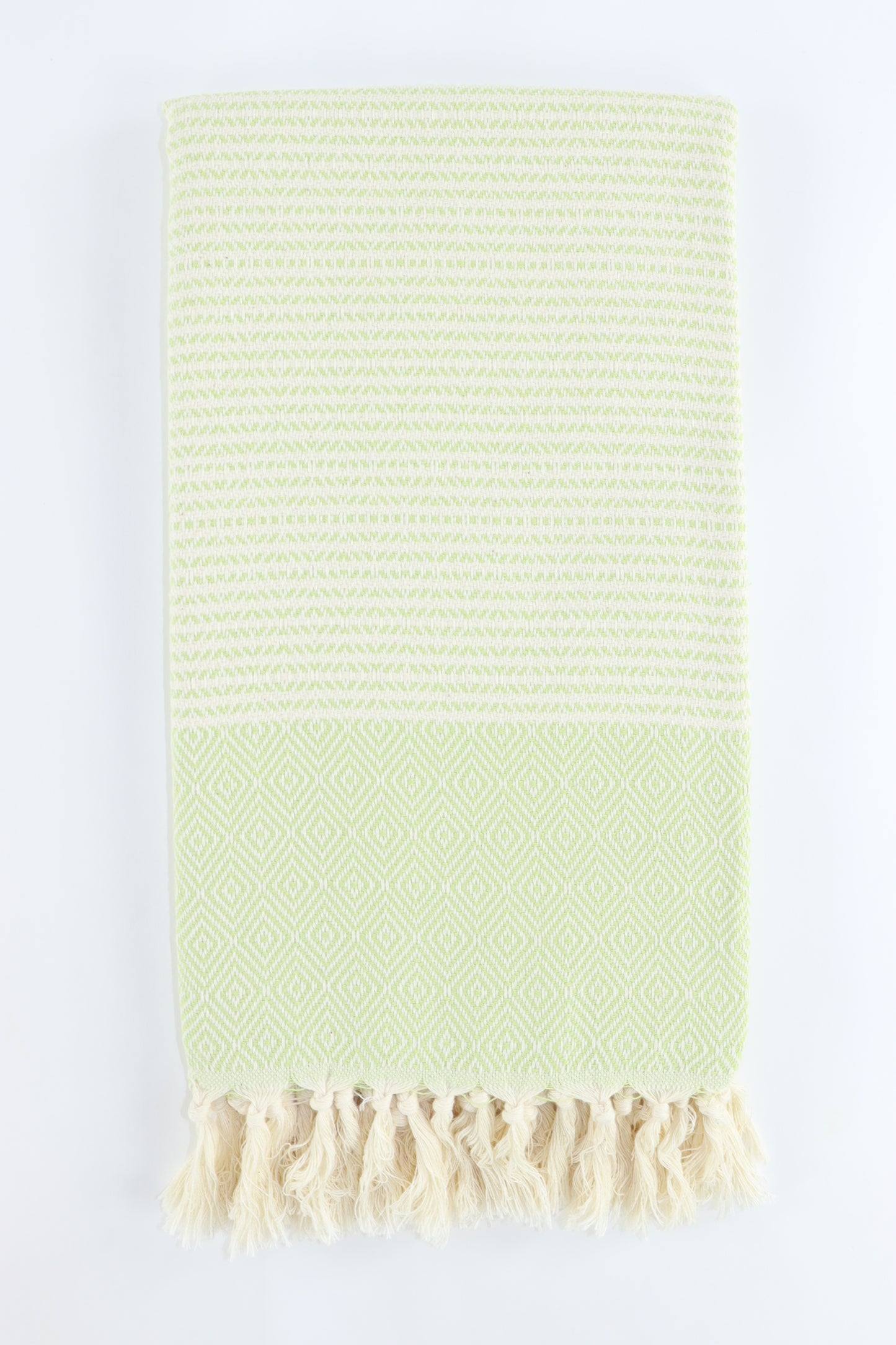 Premium Turkish Striped Diamond Towel Peshtemal Fouta (Pistachio Green)