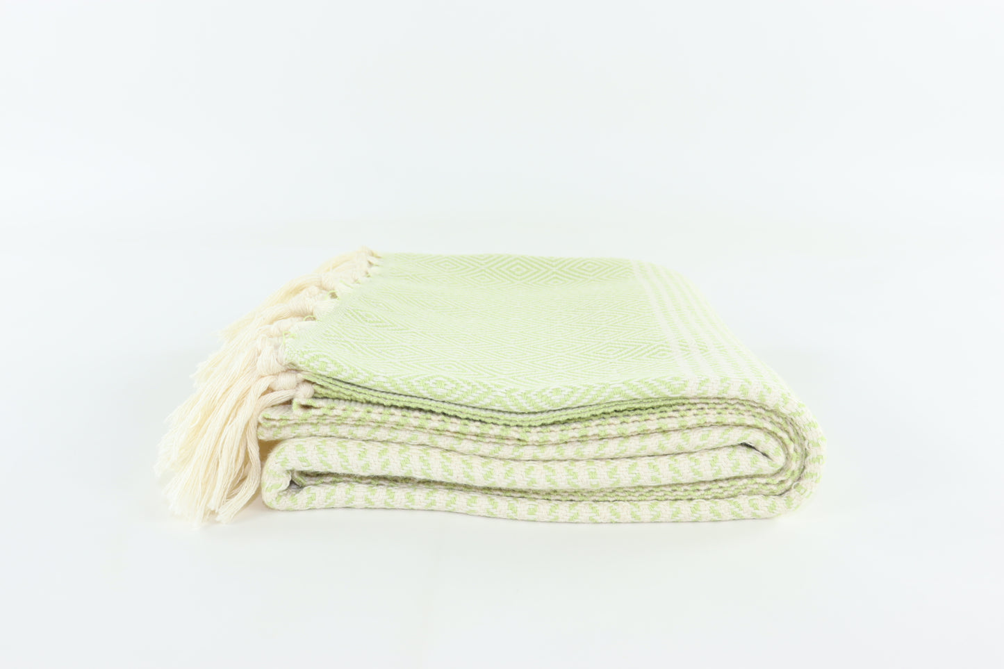 Premium Turkish Striped Diamond Towel Peshtemal Fouta (Pistachio Green)